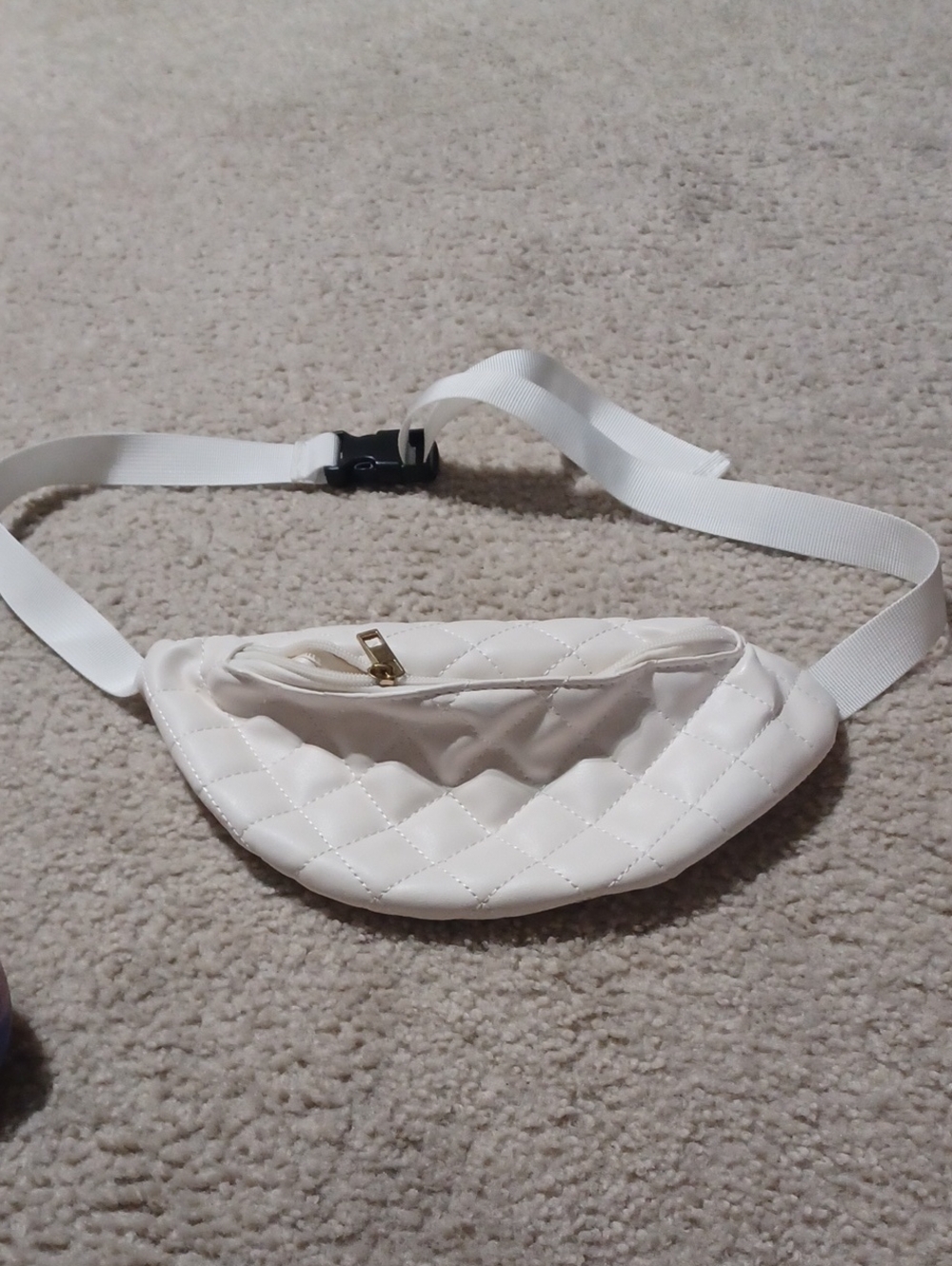 Quilted White Mini Belt Bag – Women’s Crossbody Pouch